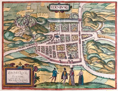 Edynburg, Szkocja (grawerowanie autorstwa Franz Hogenberg