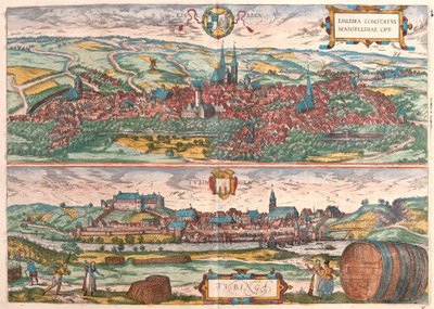 Eisleben i Tybinga, Niemcy (Grawerowanie autorstwa Franz Hogenberg
