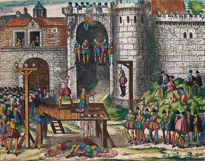 Egzekucja konspiratorów Amboise, 25 marca autorstwa Franz Hogenberg