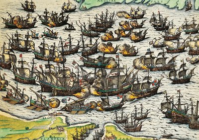 Niezwyciężona armada, rycina Franz Hogenberg (1535-1590), Hiszpania autorstwa Franz Hogenberg