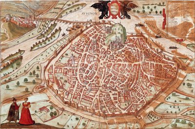 Mapa Awinionu - Francja (grawerowanie autorstwa Franz Hogenberg