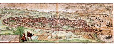 Mapa Barcelona - Hiszpania (grawerowanie autorstwa Franz Hogenberg