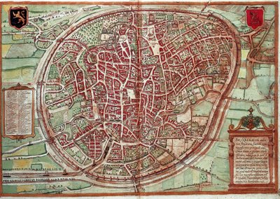 Mapa Bruksela - Belgia (grawerowanie autorstwa Franz Hogenberg