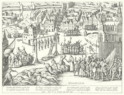 Masowe egzekucje przeprowadzone przez Hiszpanów w Haarlemie, Holandia, 1573 autorstwa Franz Hogenberg