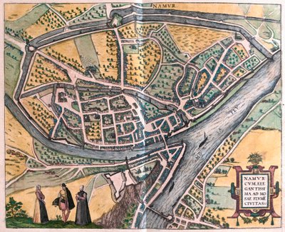 Namur i rzeka Moza, Belgia (rycina autorstwa Franz Hogenberg