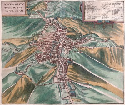 Perugia, Włochy (grawerowanie autorstwa Franz Hogenberg
