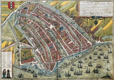 Plan Amsterdamu (Amstelredamum), Holandia autorstwa Franz Hogenberg
