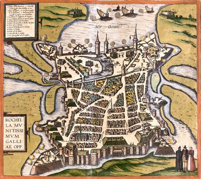 Plan La Rochelle (Rochella), Francja (akwaforta autorstwa Franz Hogenberg