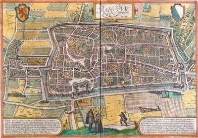 Plan Maastricht (Traiectum), Holandia (akwaforta autorstwa Franz Hogenberg