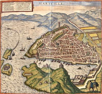 Plan Marsylii, Fance (akwaforta) autorstwa Franz Hogenberg