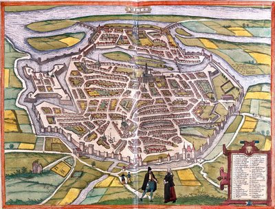 Plan Metz (Mets), Francja (akwaforta autorstwa Franz Hogenberg