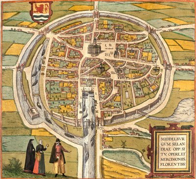 Plan Middelburga (Middelburgum), Holandia (akwaforta autorstwa Franz Hogenberg