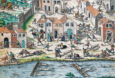 Scena iš Prancūzijos religijos karų, Franzo Hogenbergo (1535-1590) graviūra, Francepoli autorstwa Franz Hogenberg