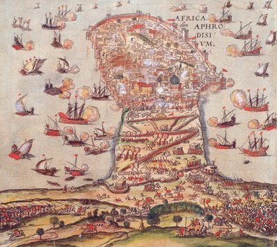 Osmański korsarz Khayr al-Din Barbarossa przeciwko armii Karola V, Franz Hogenberg autorstwa Franz Hogenberg