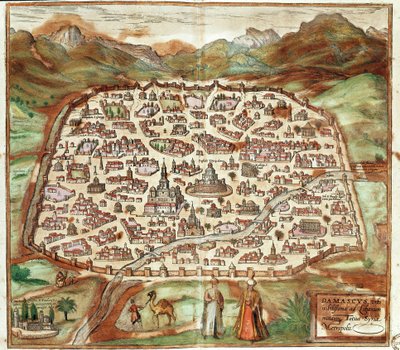 Widok Damaszku - Syria (rycina autorstwa Franz Hogenberg