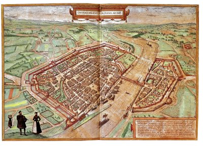 Widok na Frankfurt nad Menem, Niemcy (rycina autorstwa Franz Hogenberg