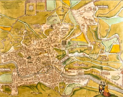 Widok na Rzym (Romae), Włochy (akwaforta autorstwa Franz Hogenberg