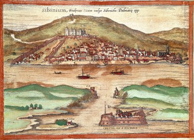 Widok Sibenika (rycina autorstwa Franz Hogenberg