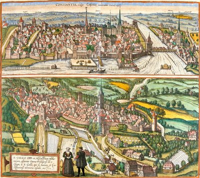 Widoki Konstancji (Contantia), Niemiec i St. Galli (S. Galli), Szwajcarii (akwaforta autorstwa Franz Hogenberg