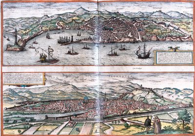 Widoki Genów (Genua) i Florencji (Florentia), Włochy (akwaforta) autorstwa Franz Hogenberg