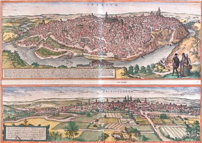 Widoki Toledo i Valladolid (Vallisoletum), Hiszpania (akwaforta autorstwa Franz Hogenberg