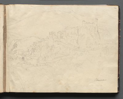 Album z Widokami Rzymu i okolic, Studia krajobrazowe, strona 02a: Olevano. autorstwa Franz Johann Heinrich Nadorp