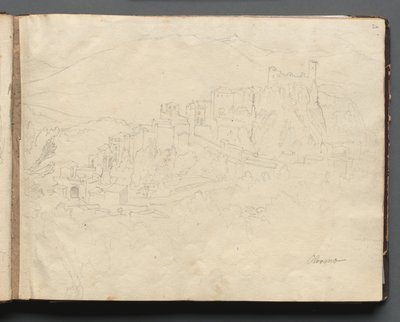 Album z widokami Rzymu i okolic, studia krajobrazowe, strona 02a: "Olevano" autorstwa Franz Johann Heinrich Nadorp