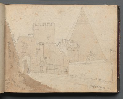 Album z Widokami Rzymu i okolic, Studia krajobrazowe, str. 08a: "Porta St. Paolo" autorstwa Franz Johann Heinrich Nadorp