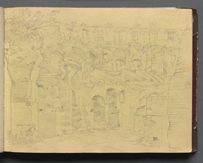 Album z Widokami Rzymu i okolic, Studia krajobrazowe, s. 12a: Ruiny rzymskie. autorstwa Franz Johann Heinrich Nadorp
