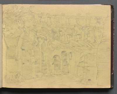 Album z Widokami Rzymu i okolic, Studia krajobrazowe, s. 12a: Ruiny rzymskie autorstwa Franz Johann Heinrich Nadorp