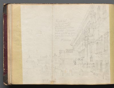 Album z widokami Rzymu i okolic, Studia krajobrazowe, strona 15b: Rzymski widok architektoniczny autorstwa Franz Johann Heinrich Nadorp