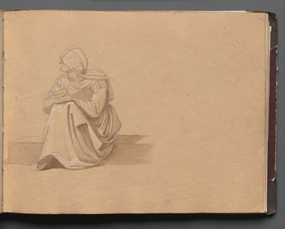 Album z Widokami Rzymu i okolic, Studia krajobrazowe, s. 19a: Siedząca postać kobieca autorstwa Franz Johann Heinrich Nadorp