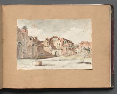 Album z Widokami Rzymu i okolic, Studia krajobrazowe, strona 22a: "Terme di Diocleziano, Rzym" autorstwa Franz Johann Heinrich Nadorp