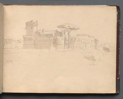Album z Widokami Rzymu i okolic, Studia krajobrazowe, str. 28a: "Ostia" autorstwa Franz Johann Heinrich Nadorp