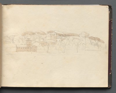 Album z Widokami Rzymu i okolic, Studia krajobrazowe, strona 30a: Rzymski widok panoramiczny. autorstwa Franz Johann Heinrich Nadorp
