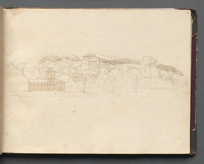 Album z Widokami Rzymu i okolic, Studia krajobrazowe, strona 30a: Rzymski widok panoramiczny autorstwa Franz Johann Heinrich Nadorp