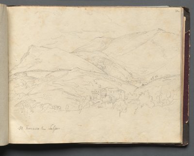 Album z Widokami Rzymu i okolic, Studia krajobrazowe, str. 34a: "Św. Franciszek" autorstwa Franz Johann Heinrich Nadorp