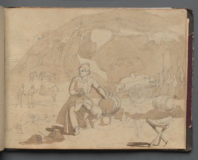 Album z Widokami Rzymu i okolic, Studia krajobrazowe, strona 39a: Postać w krajobrazie autorstwa Franz Johann Heinrich Nadorp