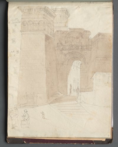 Album z Widokami Rzymu i okolic, Studia krajobrazowe, strona 50a: Rzymski widok architektoniczny autorstwa Franz Johann Heinrich Nadorp