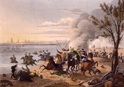 Lot Napoleona przez Ren w pobliżu miasta Mentz ścigany przez aliantów autorstwa Franz Joseph (after) Manskirch