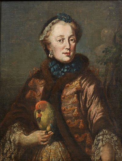 Kurfürstin Maria Anna von Bayern mit Papagei Portret Marii Anny Zofii Saksońskiej (1728-1797), elektorowej Bawarii z ptakiem autorstwa Franz Joseph Winder