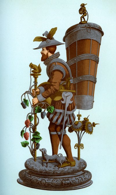 Niemiecki ornament stołowy z miedzi emaliowanej i złoconej, koniec XVI w., 1870 r. autorstwa Franz Kellerhoven
