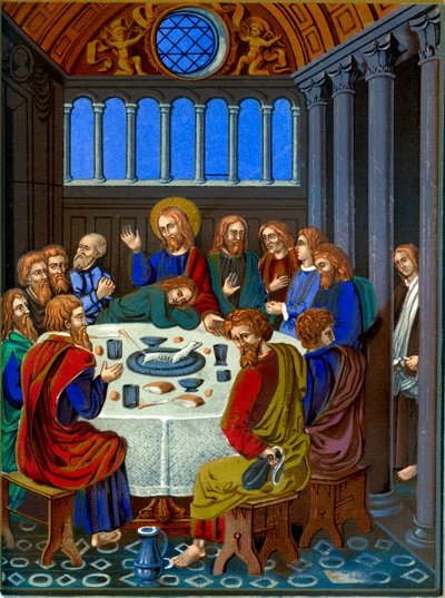 Przedstawienie Ostatniej Wieczerzy na emaliowanej miedzi, XVI w. 1849 r. autorstwa Franz Kellerhoven