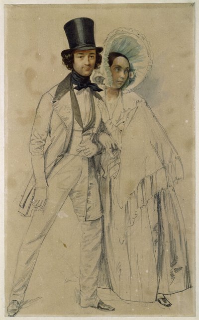 Małżonkowie Paul i Amalie Taglioni (Studium do obrazu „Parada pierwszego pułku gwardii pieszej”, 1839) autorstwa Franz Krüger