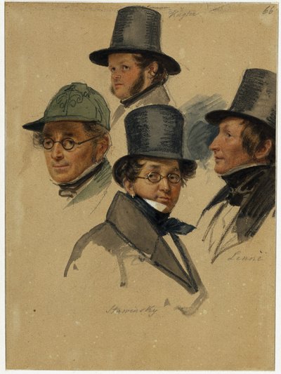 Franz Kugler, Karl Stawinsky, Peter Joseph Lenné, E. B. J. Raupach () autorstwa Franz Krüger