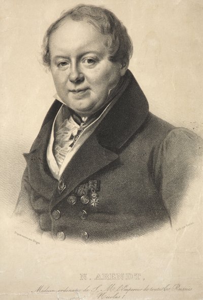 Portret cesarskiego lekarza osobistego Mikołaja Martina Arendta 1785-1859, 1836 autorstwa Franz Krüger