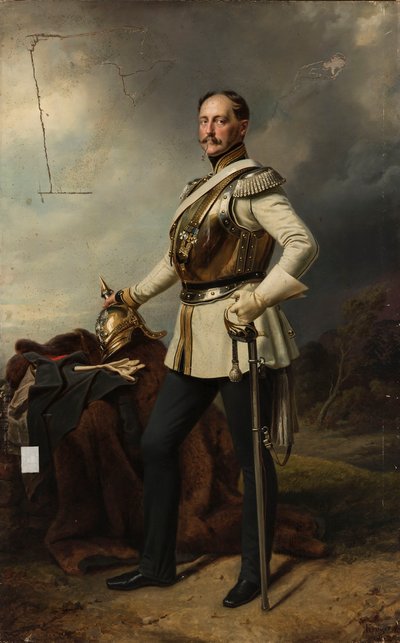 Portret cara Mikołaja I Romanowa (1796-1855) w pruskim mundurze kirasjerów autorstwa Franz Krüger