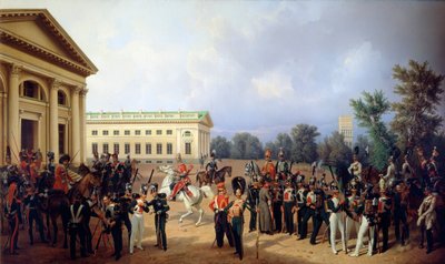 Cesarska Gwardia Rosyjska w Carskim Siole w latach 1832, 1841. autorstwa Franz Krüger