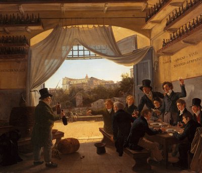 Kronprinz Ludwig in der Spanischen Weinschänke zu Rom Książę Ludwik w hiszpańskiej winiarni w Rzymie autorstwa Franz Ludwig Catel