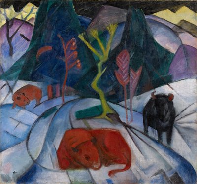 Żubr zimą Czerwony żubr, 1913. autorstwa Franz Marc